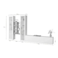 Parete attrezzata Lome, cm 320x30h180,<Dmora Cheap