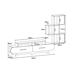 Parete attrezzata Lupo, 205x37h50 cm, Noce e Bianco<Dmora Fashion