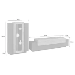 Parete attrezzata Maja, cm 280x45h120, Antracite e Rovere<Dmora Store