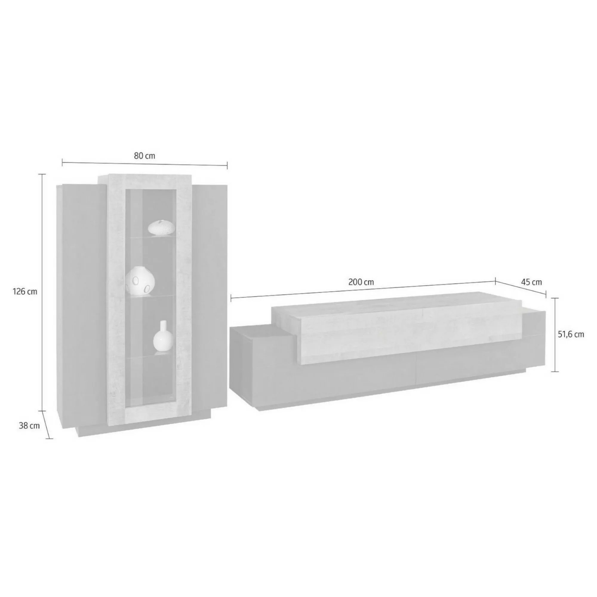 Parete attrezzata Maja, cm 280x45h120, Antracite e Rovere<Dmora Store