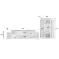 Parete attrezzata Maja, cm 280x45h120,<Dmora Flash Sale