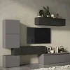 Parete attrezzata Nana, 290x40 h190 cm, Ardesia e Grigio scuro<Dmora Best
