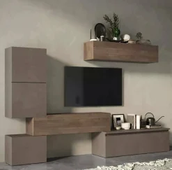 Parete attrezzata Nana, 290x40 h190 cm, Bronzo e Noce<Dmora New