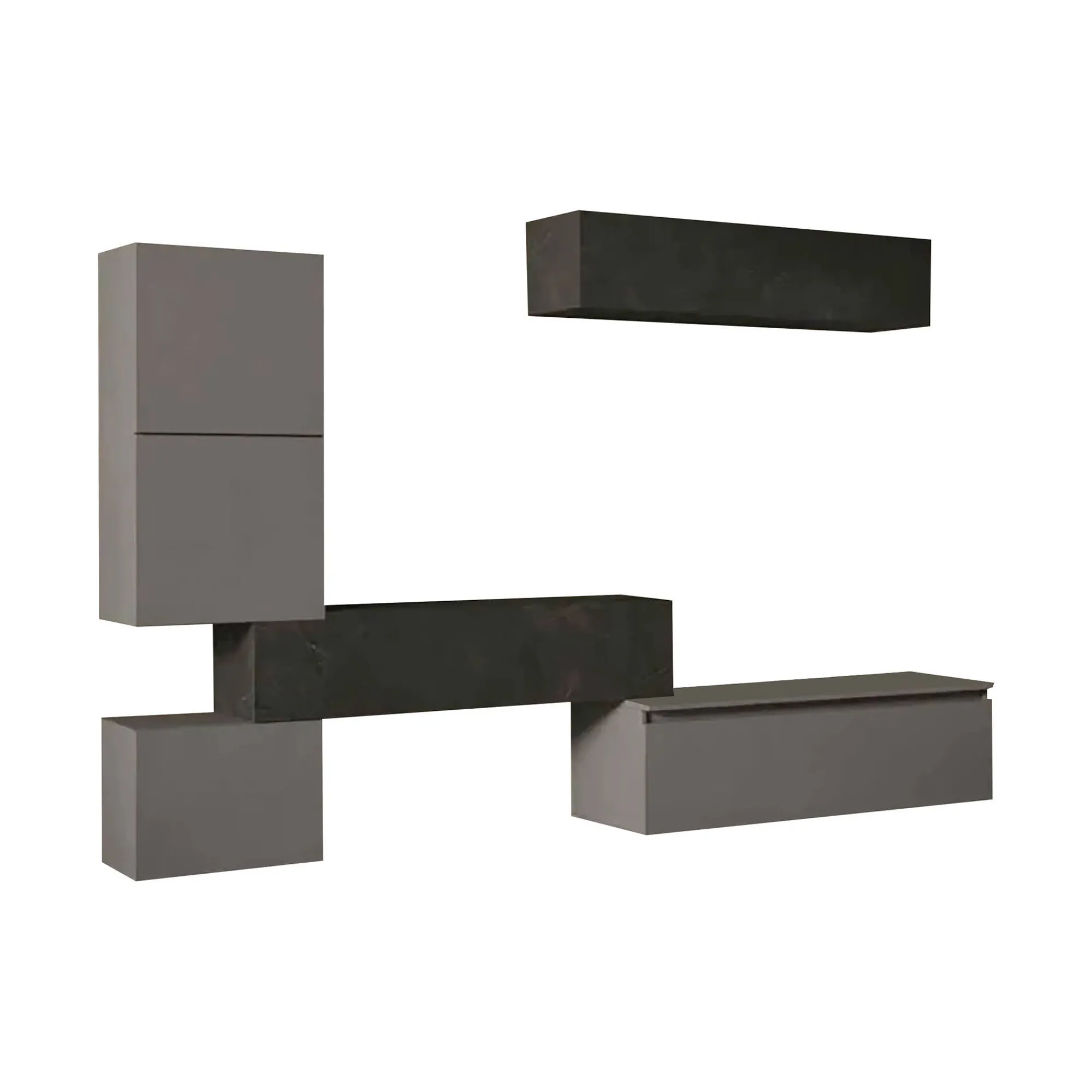 Parete attrezzata Nana, 290x40 h190 cm, Ardesia e Grigio scuro<Dmora Best