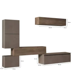 Parete attrezzata Nana, 290x40 h190 cm, Bronzo e Noce<Dmora New