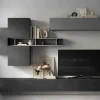 Parete attrezzata Nate, 276x30 h210 cm, Ardesia e Grigio scuro<Dmora Cheap