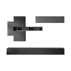 Parete attrezzata Nate, 276x30 h210 cm, Ardesia e Grigio scuro<Dmora Cheap