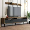 Parete attrezzata Oho, 180x35h47 cm, Noce e Antracite<Dmora Hot