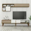 Parete attrezzata Ostro, 180x35h40 cm, Noce e Bianco<Dmora Online