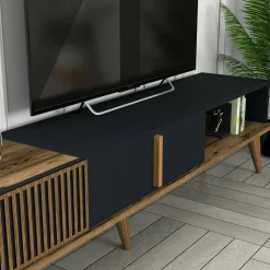 Parete attrezzata Ostro, 180x35h40 cm, Noce e Antracite<Dmora Discount