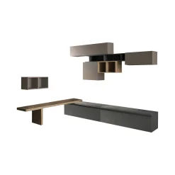 Parete attrezzata Polo, 276x40 h200 cm, Bronzo e Antracite<Dmora Sale
