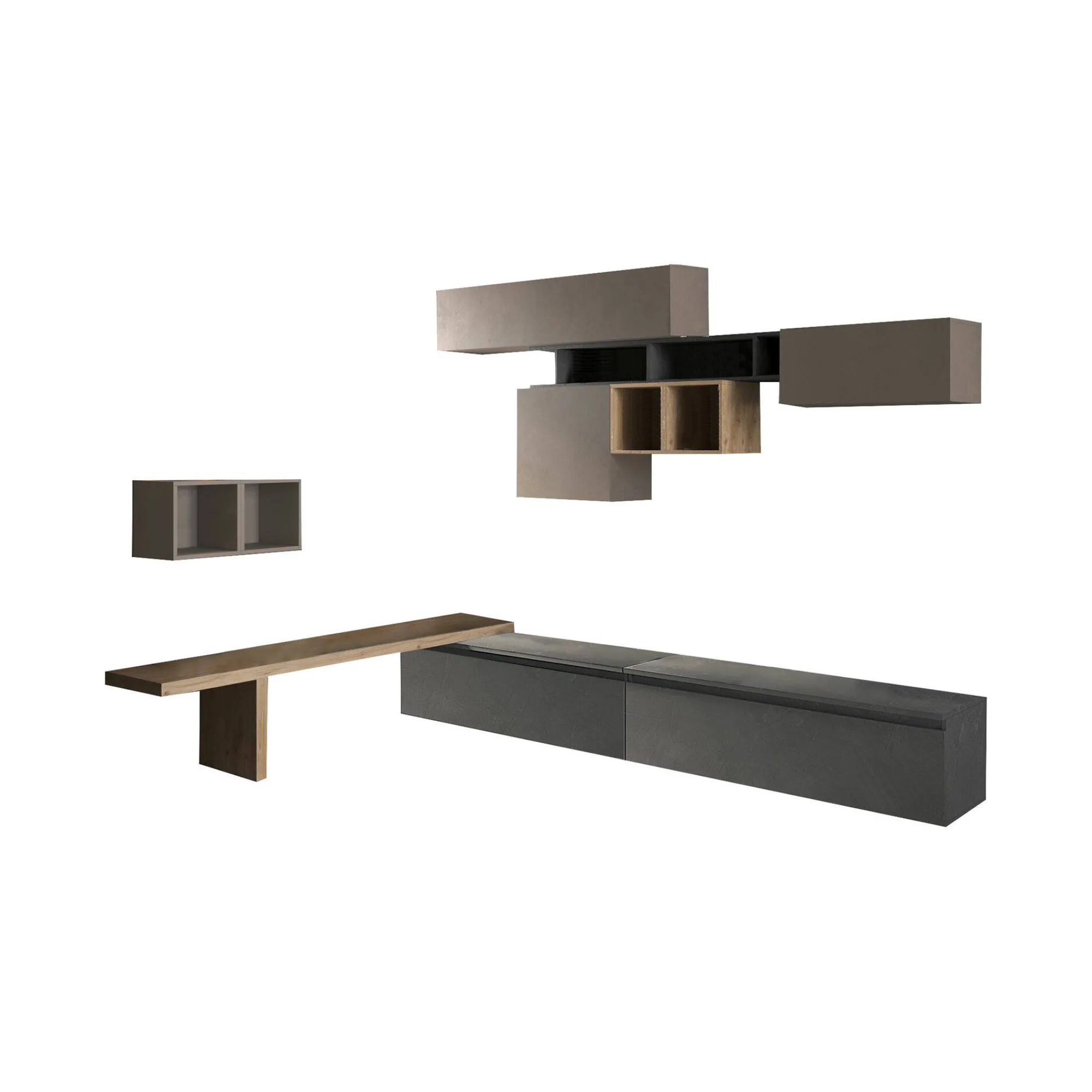 Parete attrezzata Polo, 276x40 h200 cm, Bronzo e Antracite<Dmora Sale