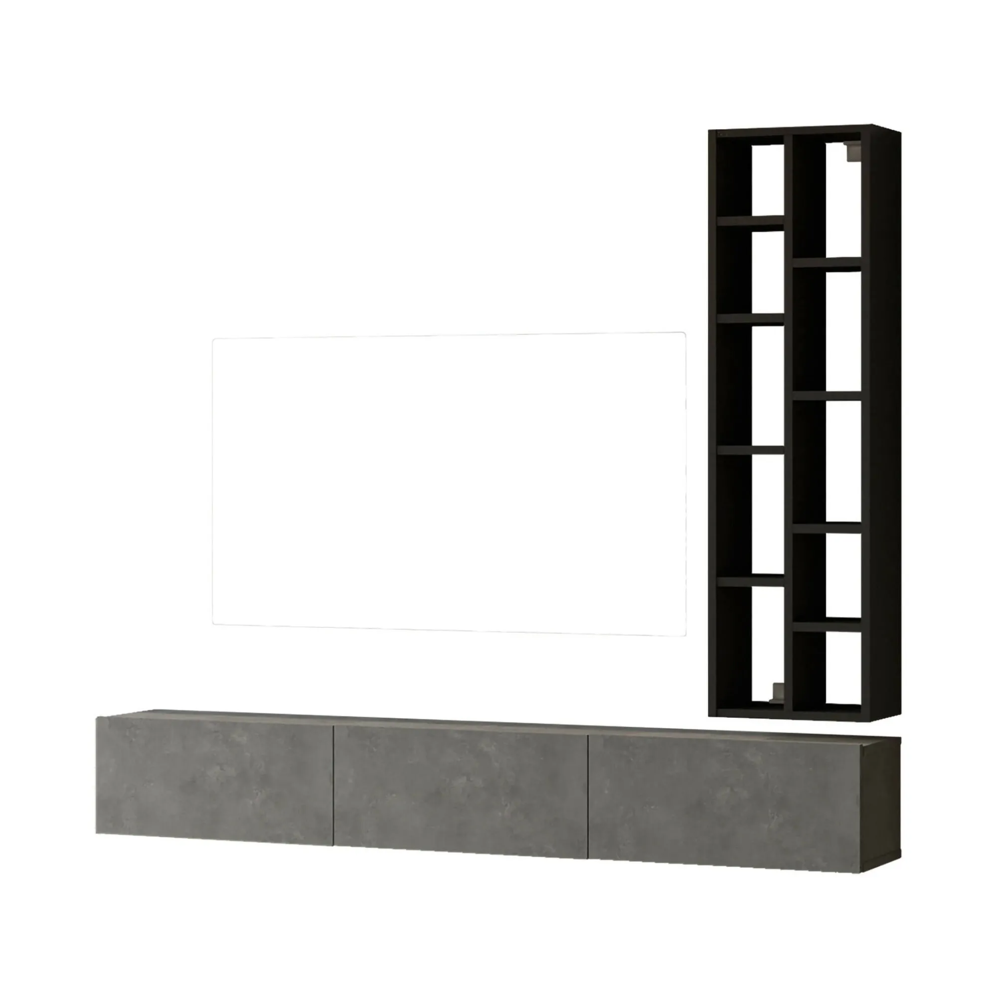 Parete attrezzata Sardegna, 175x27 h25 cm, Argento e Nero<Dmora Cheap