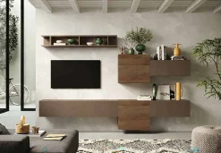 Parete attrezzata Tony, 262x30 h185 cm, Bronzo e Noce<Dmora Flash Sale