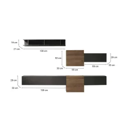 Parete attrezzata Tony, 262x30 h185 cm, Noce e Antracite<Dmora Store