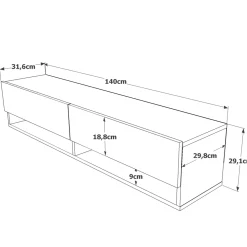 Parete attrezzata Veneto, 140x32 h29 cm,<Dmora Store