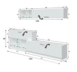 Parete attrezzata Vobarno, 260x41h222 cm,<Dmora Clearance