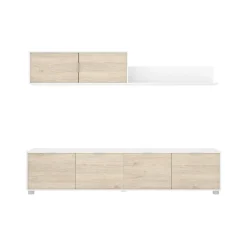 Parete attrezzata Winnie, 200x40 h43 cm, Bianco e Rovere<Dmora Flash Sale