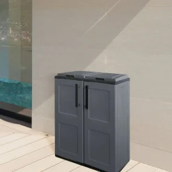 Pattumiera Alfred, Grigio e Nero, Finitura quadri<Dmora Outlet