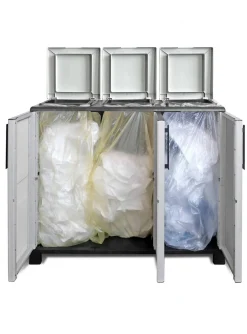 Pattumiera Anthea, 102x37h90 cm, Grigio chiaro e Nero a 3 ante<Dmora Hot