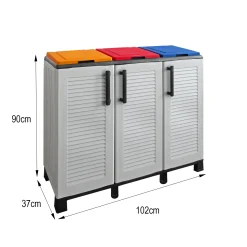Pattumiera Apix, 102x37h90 cm, Grigio chiaro e Multicolore<Dmora Best
