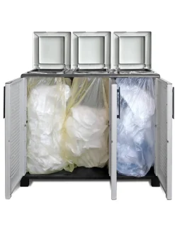 Pattumiera Apix, 102x37h90 cm, Grigio chiaro e Nero<Dmora Discount