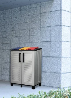 Pattumiera Tremolite, 68x37h90 cm, Grigio chiaro e Multicolore<Dmora Cheap