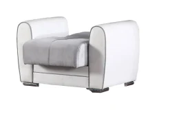 Poltrona Attiluccio, 97x84h91 cm, Bianco e Grigio Chiaro<Dmora Cheap