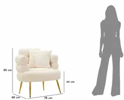 Poltrona Castagna, 78x68 h85 cm, Bianco e Oro<Dmora Cheap