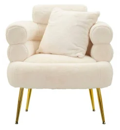 Poltrona Castagna, 78x68 h85 cm, Bianco e Oro<Dmora Cheap