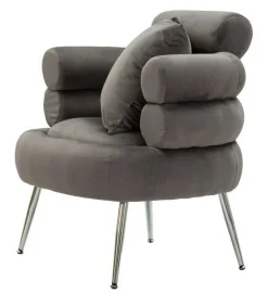Poltrona Castagna, 78x68 h85 cm, Grigio e Argento<Dmora Best