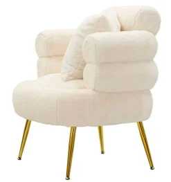 Poltrona Castagna, 78x68 h85 cm, Bianco e Oro<Dmora Cheap