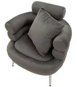 Poltrona Castagna, 78x68 h85 cm, Grigio e Argento<Dmora Best