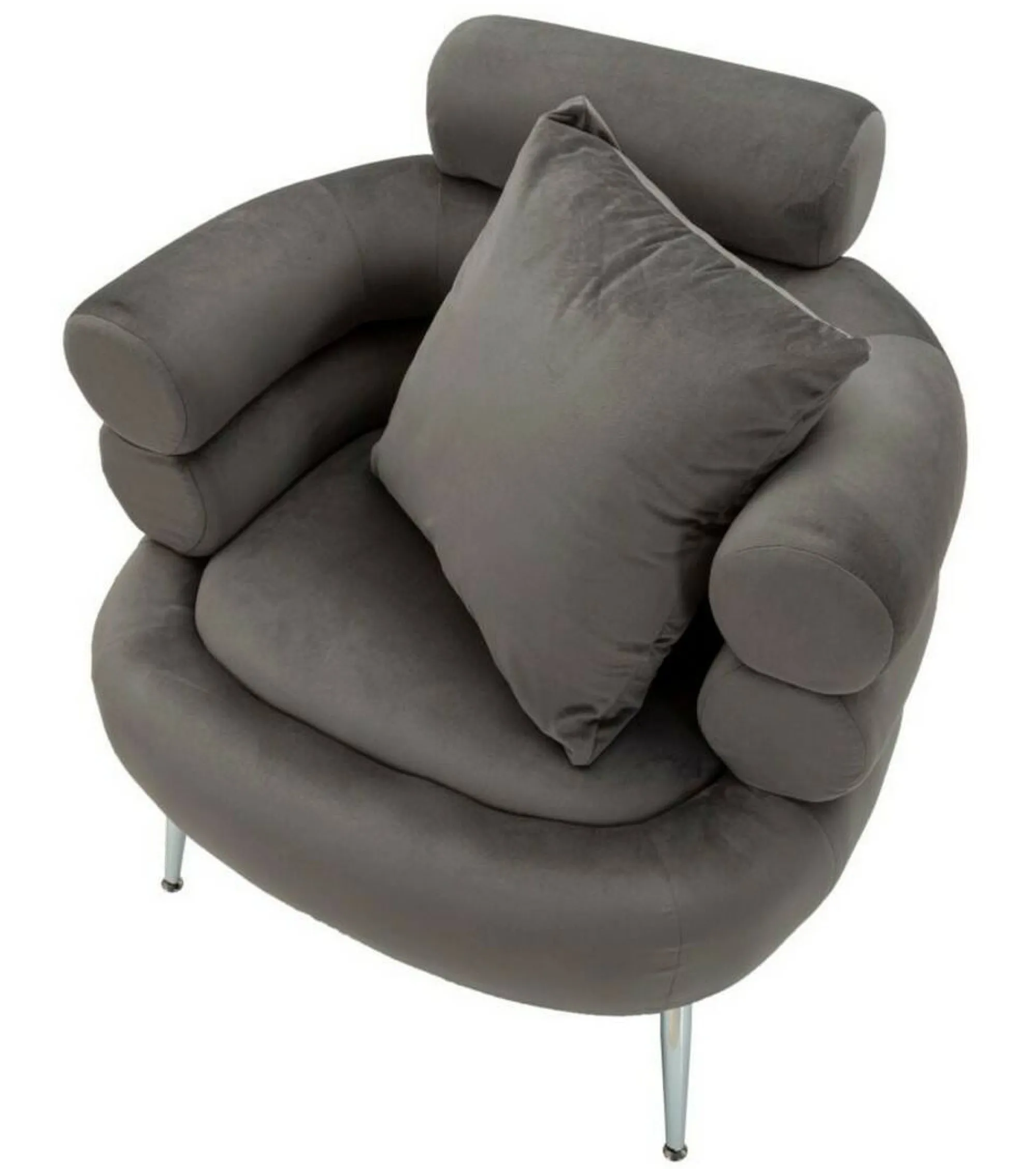Poltrona Castagna, 78x68 h85 cm, Grigio e Argento<Dmora Best