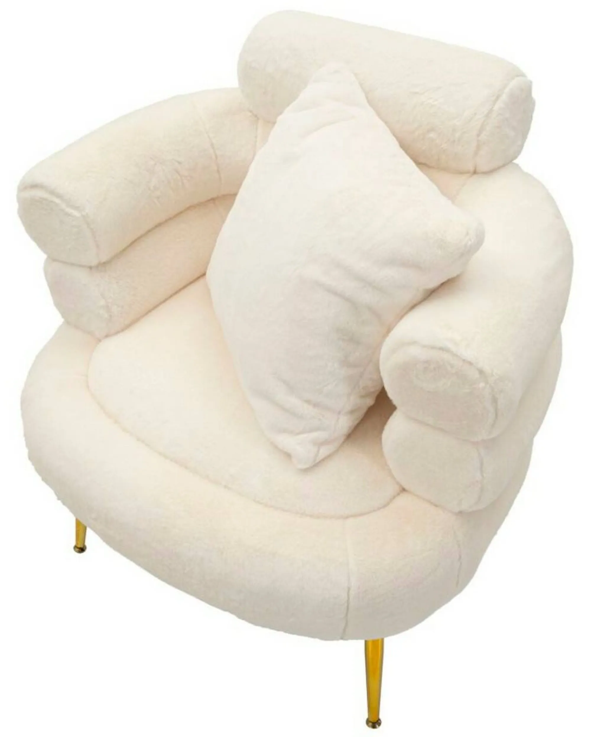 Poltrona Castagna, 78x68 h85 cm, Bianco e Oro<Dmora Cheap
