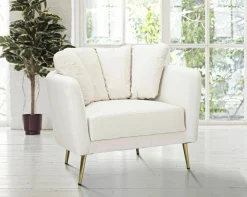 Poltrona Foster, 88x77 h74 cm, Crema e Oro<Dmora Best