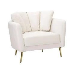 Poltrona Foster, 88x77 h74 cm, Crema e Oro<Dmora Best
