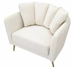 Poltrona Foster, 88x77 h74 cm, Crema e Oro<Dmora Best