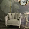 Poltrona Foster, 88x77 h74 cm, Grigio e Oro<Dmora Sale