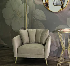 Poltrona Foster, 88x77 h74 cm, Grigio e Oro<Dmora Sale