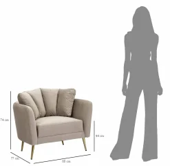 Poltrona Foster, 88x77 h74 cm, Grigio e Oro<Dmora Sale