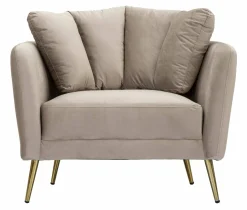 Poltrona Foster, 88x77 h74 cm, Grigio e Oro<Dmora Sale