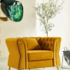 Poltrona Gabbiano, 104x83 h76 cm, Ocra e Oro<Dmora Clearance