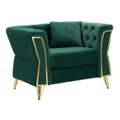 Poltrona Gabbiano, 104x83 h76 cm, Verde e Oro<Dmora Fashion
