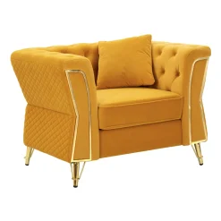 Poltrona Gabbiano, 104x83 h76 cm, Ocra e Oro<Dmora Clearance