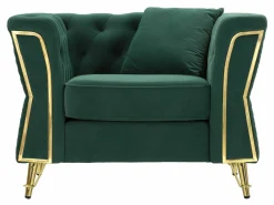 Poltrona Gabbiano, 104x83 h76 cm, Verde e Oro<Dmora Fashion