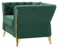 Poltrona Gabbiano, 104x83 h76 cm, Verde e Oro<Dmora Fashion