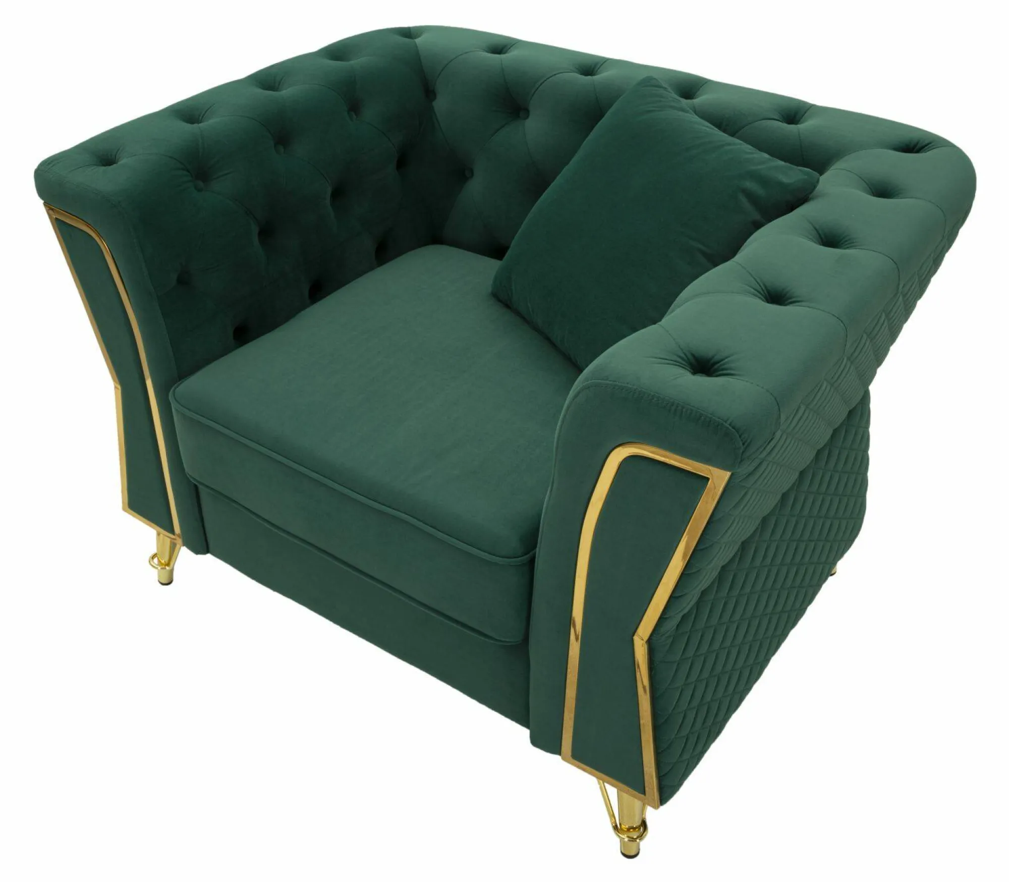 Poltrona Gabbiano, 104x83 h76 cm, Verde e Oro<Dmora Fashion