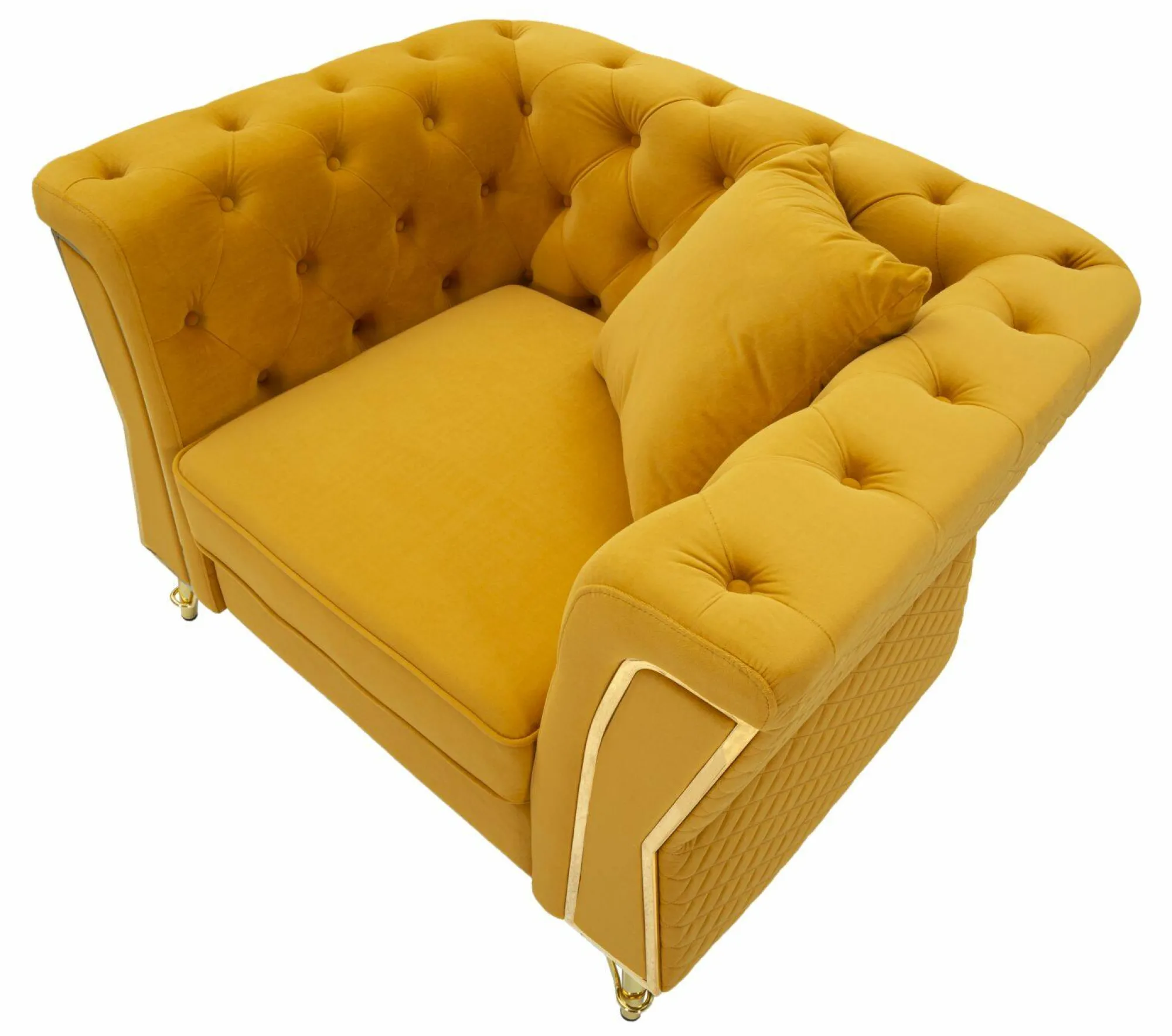 Poltrona Gabbiano, 104x83 h76 cm, Ocra e Oro<Dmora Clearance