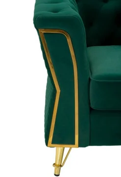 Poltrona Gabbiano, 104x83 h76 cm, Verde e Oro<Dmora Fashion
